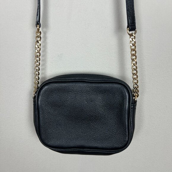 Michael Kors‎ Crossbody Bag Black Leather Gold Chain Strap Zip Card Slots Small - Picture 8 of 15